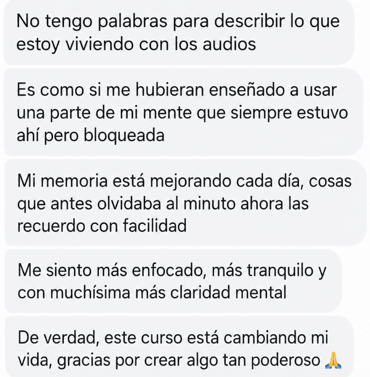 Mensaje real de un alumno de Memoria Exponencial — testimonio 1